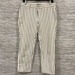 Catherine Malandrino Womens Striped Cropped Pants Size 6 Black & White